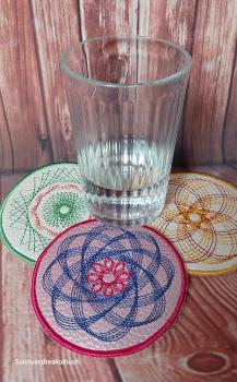 ITH Stickdatei Untersetzer und Glasabdeckung Spiro